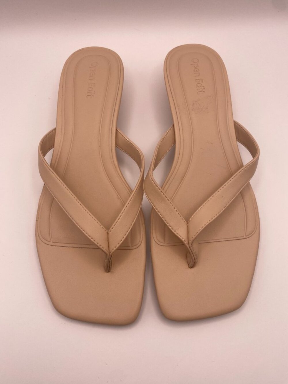 OPEN EDIT Womens Tori Kitten Heel Sandal In Tan Cream Sz 7.5 - Picture 2 of 9